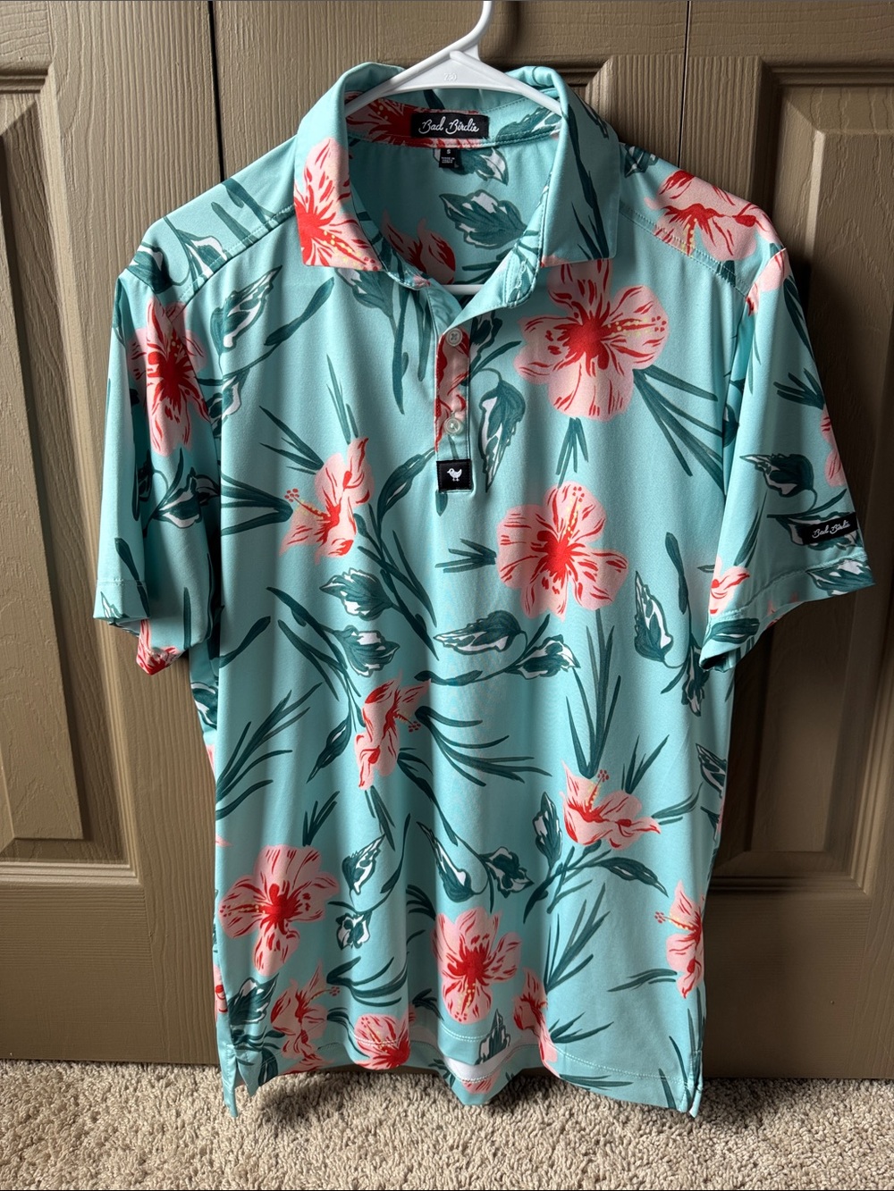 Bad Birdie Hibiscus Floral Golf Polo